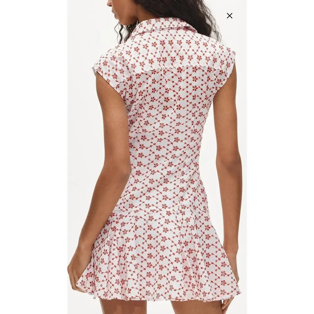 NWT J. Crew Mini Eyelet Shirt-Dress Crimson On White Eyelet Preppy Classic 12
